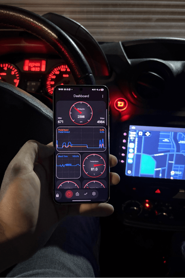 Clean e sem gambiarras — visual do Gas Drive Dash no celular