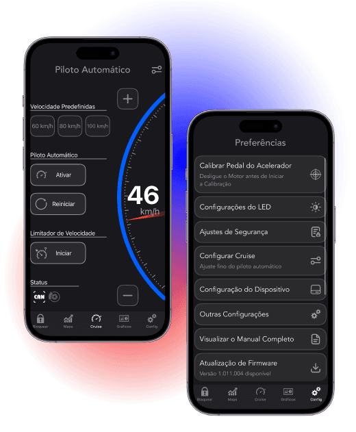 Aplicativo OnMotus - tela principal do app para controle do Throttle Up