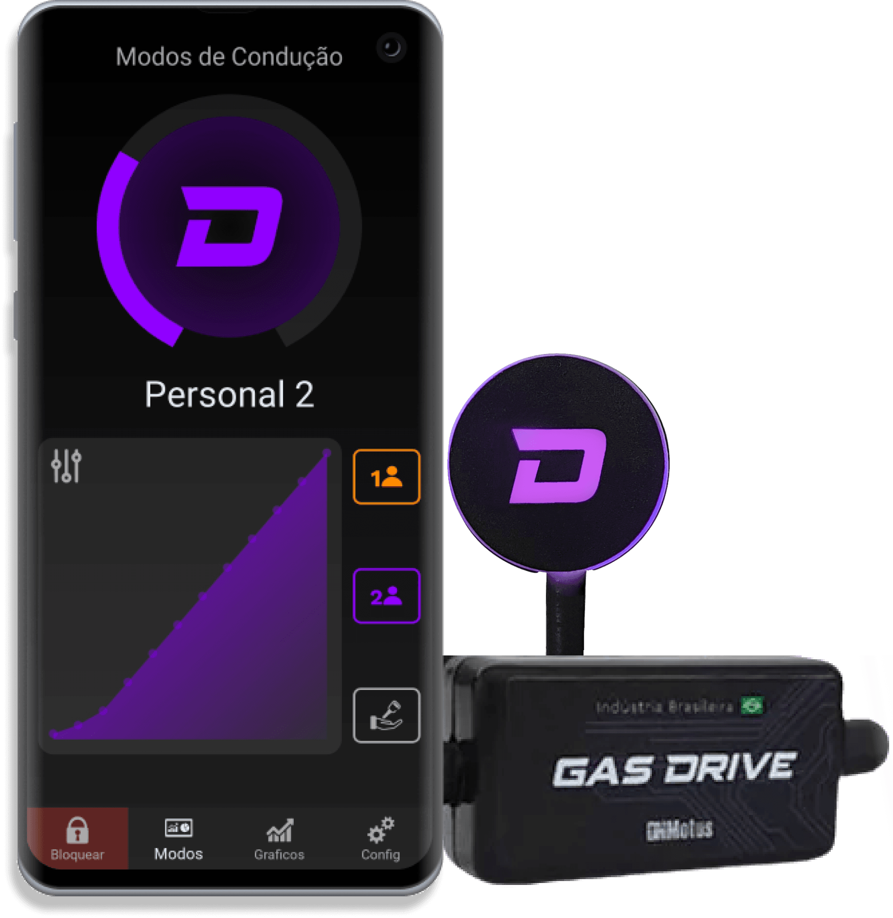 Gas Drive - Chip de pedal OnMotus com 5 modos de condução para performance e economia
